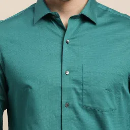Turtle Sea Green Cotton Regular Fit Dobby Shirt image 5