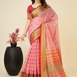 VS MALL Polka Dot Zari Saree-image-62