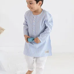 Tiber Taber Boys Striped Round Neck Pure Cotton Kurta With Trouser-picture-20