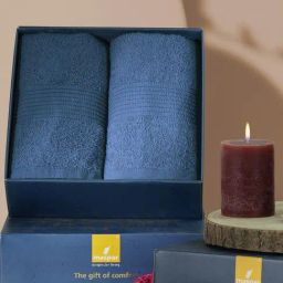Maspar Blue Cotton Bath Towel - Set of 2-picture-45