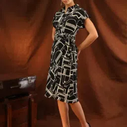 KAZO Black Abstract Dress image 4