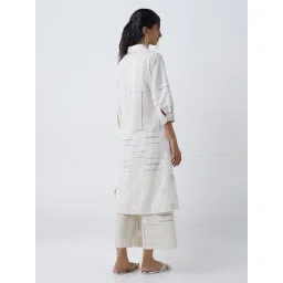 Utsa by Westside Light Beige Geometric Cotton-Blend A-Line Kurta image 2