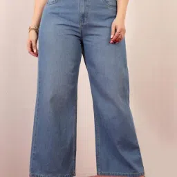 Miss Chase A+ Blue Denim Solid High Rise Jeans-picture-18