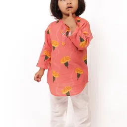 Bhaakur Kids Printed Round Neck Long Sleeves Organic Cotton Kurta And Pyjamas-picture-34