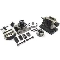 Assorts Rotary Table 80 mm (3 Inch) with ER16 Collet Adaptor, M6 Clamp Kit, Round Vice, Tailstock & A Chuck With Back Plate & Fixing Tnuts image 2
