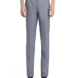 Park Avenue Light Blue Polyviscose Slim Fit Formal Trosuers-picture-36
