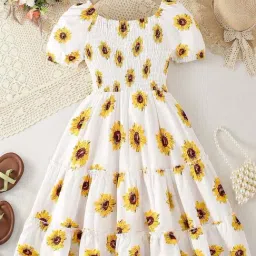 Bolly Lounge Girls Yellow & White Floral Dress-image-23