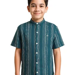 CHARCHIT Boys Comfort Multi Stripes Striped Spread Collar Cotton Shirt-image-64