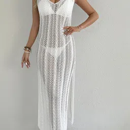 JC Mode Self Design V-Neck Swimwear Cover Up Top-image-43