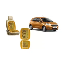 Auto Pearl Car Wooden Bead Seat Cushion with Beige Velvet Border Compatible for Ford Figo New 2015-image-44