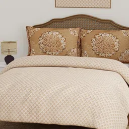Boutique Living India Beige Ethnic Motifs 200 TC Cotton King Bedsheet Set 2.74 m x 2.74 m-image-13