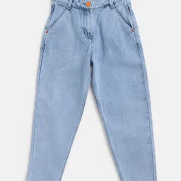 Tales & Stories  100% Cotton Ruffled Waist Detailed Solid Slim Fit Jeans - Light Blue-picture-23