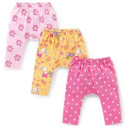 Babyhug Interlock Full Length Diaper Leggings Floral & Polka Dots Print Pack of 3 - Multicolour-picture-22