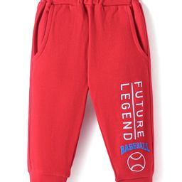 Zero Interlock Knit Full Length Lounge Pants with Text Print - Red-picture-35