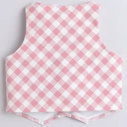 Taffykids Sleeveless Checked Crop Top - Pink & White image 4