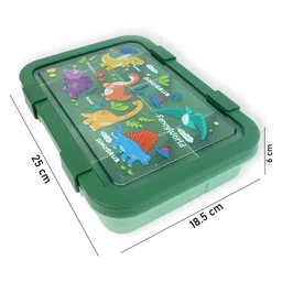 Little Surprise Box 5 Sections Dino Print Kids Lunch Box - Olive image 3