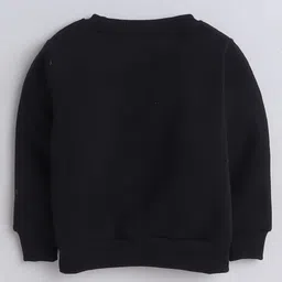 Knitting Doodles Fleece Woven Full Sleeves Cricketer Printed Winter Sweatshirt & Jogger Set - Black image 4