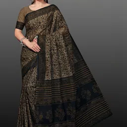 Rani Saahiba Ethnic Motifs Pure Cotton Block Print Saree-image-52