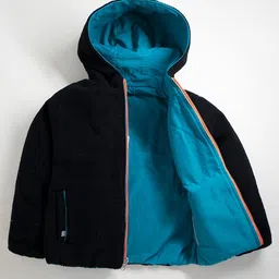Cherry Crumble By Nitt Hyman Full Sleeves Colour Block Detailed Hooded Reversible Jacket - Multi Colour image 5