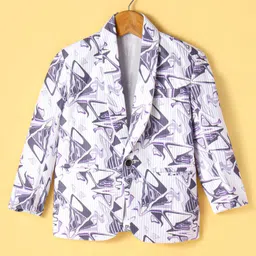 Radutu Full Sleeves Abstract Printed Blazer With Tee Set - Purple & White image 4