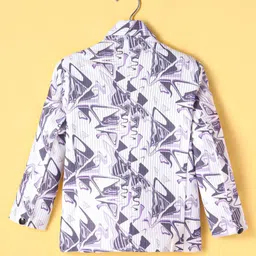 Radutu Full Sleeves Abstract Printed Blazer With Tee Set - Purple & White image 5