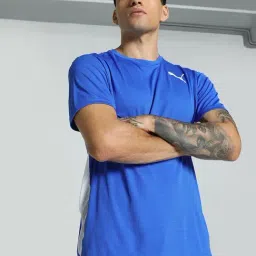 Puma Team Power Blue-Puma White Regular Fit Sports T-Shirt-image-64