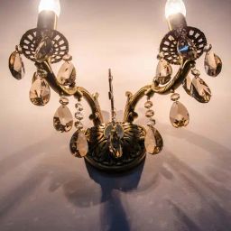 Fos Lighting Antique Brass Candle Lamp Honey Crystal Double Sconce Light (Bulb not included)-picture-28