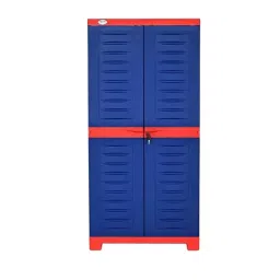 SUPREME Shoe Rack Cabinet Hinged Door 25 Pair Shoes Capacity 6 Shelves 590x1235x350 mm, Red & Blue image 1