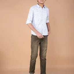 Crimsoune Club Boys Brown Cotton Blend Solid Jeans image 5