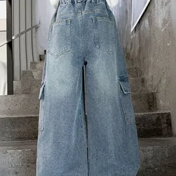 LULU & SKY Girls Wide Leg High-Rise Light Fade Stretchable Jeans image 3