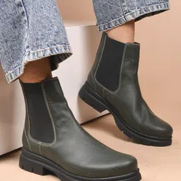 clog london CLOG LONDONWomen Casual Block-Heeled Chelsea Boots image 4