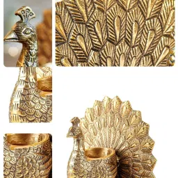 BEHOMA Home Collection Gold Metal Embossed Peacock Gift Hamper image 5