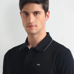 arrow sport Arrow Sports Black Cotton Regular Fit Polo T-Shirt image 5
