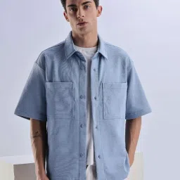 CALVIN KLEIN JEANS Blue Relaxed Fit Solid Shirt image 5