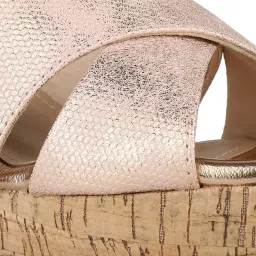 Inc.5 Women's Rose Gold Cross Strap Wedges image 5