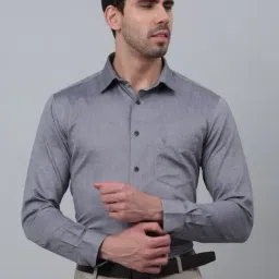 Cantabil Black Cotton Regular fit Self Shirt-picture-31