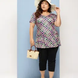 Aarika Beige Nylon Printed Short Sleeves Swimsuit With Cap image 4