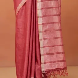 Fabindia Pink Silk Woven Saree image 5