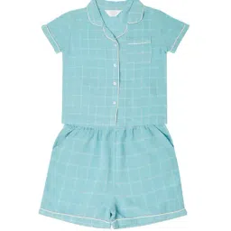 Mystere Paris Kids Blue Checks Shirt with Shorts-picture-33