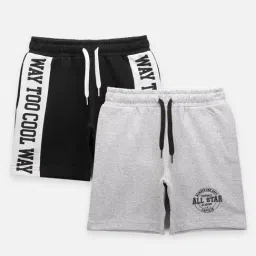 LilPicks Kids Black & Grey Cotton Printed Shorts (Pack of 2)-picture-33