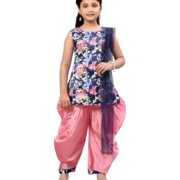 Aarika Kids Navy & Pink Printed Kurti Set-picture-10