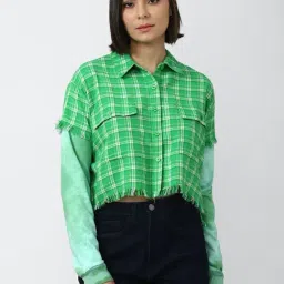 Forever 21 Green Cotton Checks Shirt-picture-14