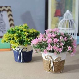 Foliyaj Multicolor Plastic Artificial Flower Plant With Pot - Set of 2-picture-36
