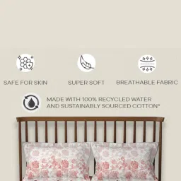 Spaces Cotton Floral Pink 132 TC Double Bedsheets image 5