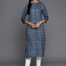 KSUT Blue Cotton Printed Straight Kurta-picture-14