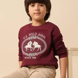 U.S. Polo Assn. Boys Red Cotton Embroidery Sweatshirt-image-53