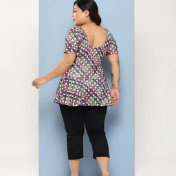 Aarika Beige Nylon Printed Short Sleeves Swimsuit With Cap image 2