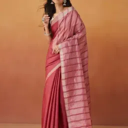 Fabindia Pink Silk Woven Saree image 4