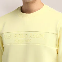 u.s. polo assn. U.S.Polo Association Yellow Cotton Regular Fit Logo Printed Sweatshirt image 5