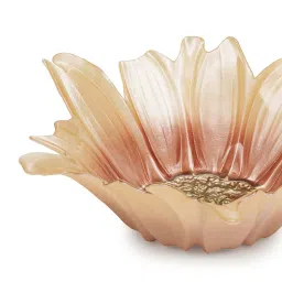 Pure Home and Living Gold & Light Pink Glass Papatya Flower Serving Bowl (Large) image 5